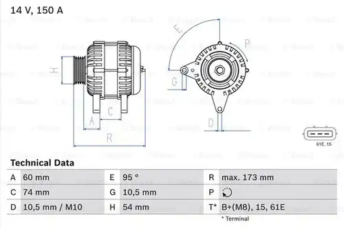 генератор BOSCH 0 986 045 031