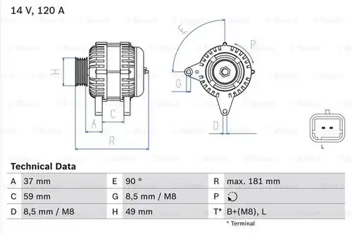 генератор BOSCH 0 986 045 101