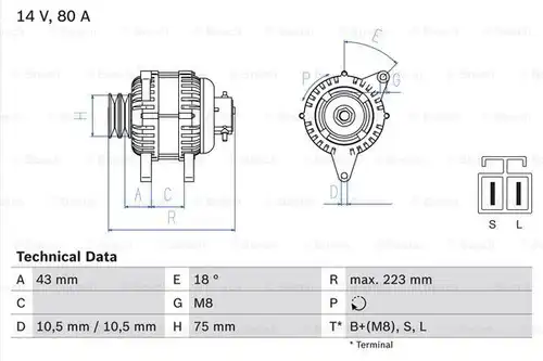 генератор BOSCH 0 986 045 601