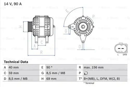 генератор BOSCH 0 986 046 050