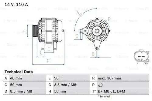 генератор BOSCH 0 986 046 070