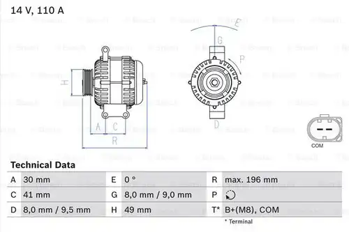 генератор BOSCH 0 986 046 130