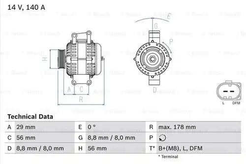 генератор BOSCH 0 986 046 180