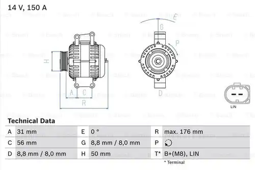 генератор BOSCH 0 986 047 150