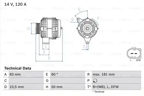 генератор BOSCH 0 986 047 540