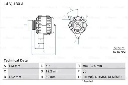 генератор BOSCH 0 986 048 801