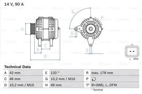 генератор BOSCH 0 986 048 911