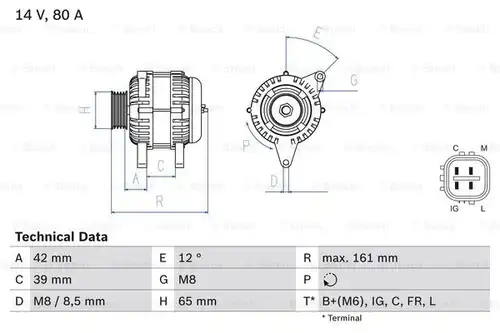 генератор BOSCH 0 986 080 570