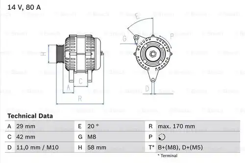 генератор BOSCH 0 986 081 000