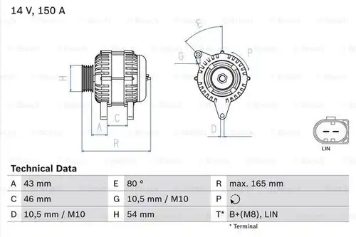 генератор BOSCH 0 986 081 190