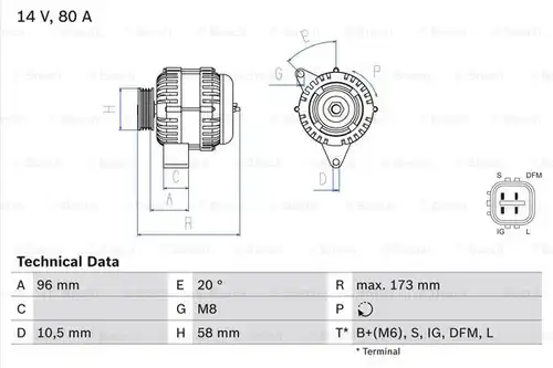 генератор BOSCH 0 986 082 040