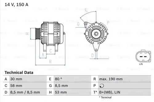 генератор BOSCH 0 986 082 160