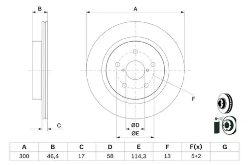 спирачен диск BOSCH 0 986 479 D64