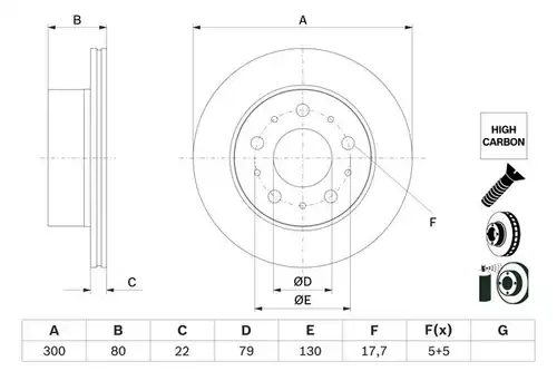 спирачен диск BOSCH 0 986 479 E02