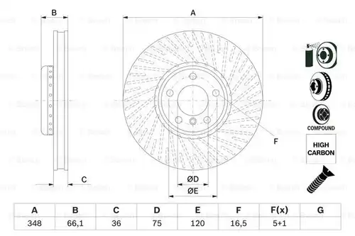 спирачен диск BOSCH 0 986 479 E18