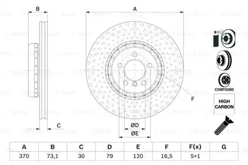 спирачен диск BOSCH 0 986 479 E21