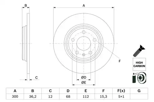 спирачен диск BOSCH 0 986 479 E33