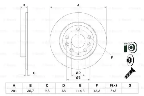 спирачен диск BOSCH 0 986 479 E55