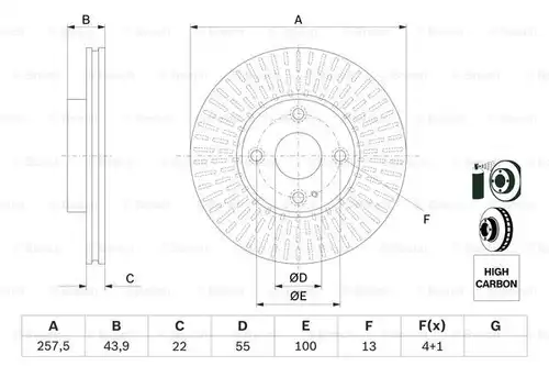 спирачен диск BOSCH 0 986 479 E56