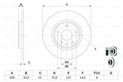 спирачен диск BOSCH 0 986 479 E57