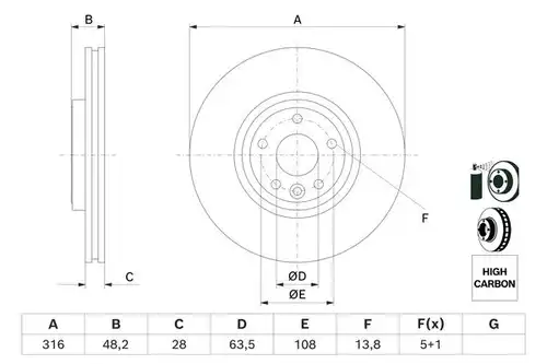 спирачен диск BOSCH 0 986 479 E62