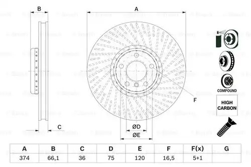 спирачен диск BOSCH 0 986 479 E63