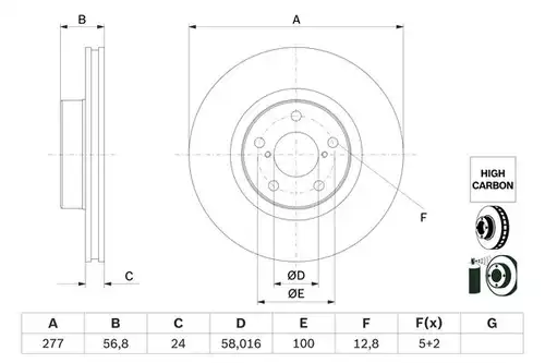 спирачен диск BOSCH 0 986 479 E69