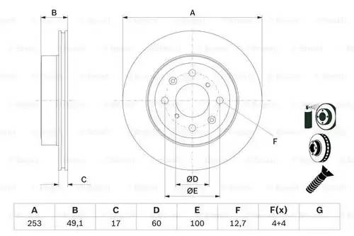 спирачен диск BOSCH 0 986 479 E75