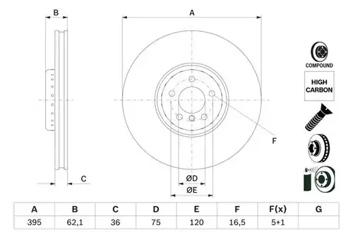 спирачен диск BOSCH 0 986 479 E83