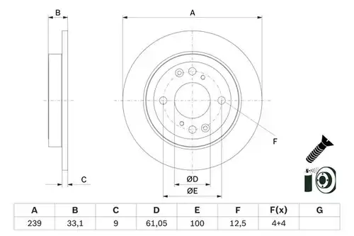 спирачен диск BOSCH 0 986 479 E95