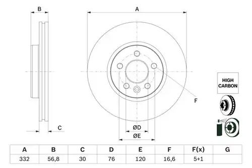 спирачен диск BOSCH 0 986 479 F04