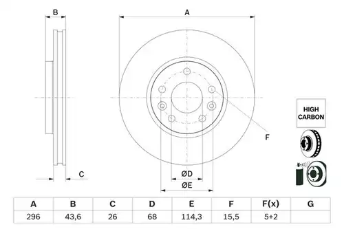 спирачен диск BOSCH 0 986 479 F05