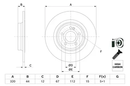 спирачен диск BOSCH 0 986 479 F13