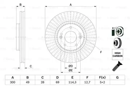 спирачен диск BOSCH 0 986 479 F19