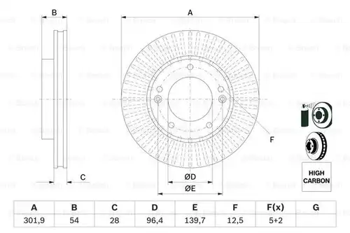 спирачен диск BOSCH 0 986 479 F20