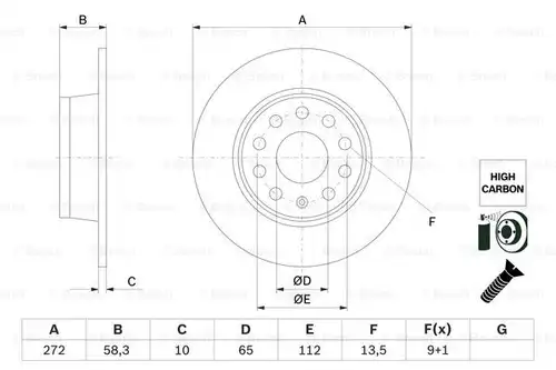 спирачен диск BOSCH 0 986 479 F23