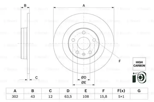 спирачен диск BOSCH 0 986 479 F31