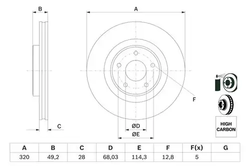 спирачен диск BOSCH 0 986 479 F33