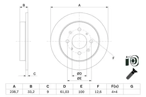 спирачен диск BOSCH 0 986 479 F34