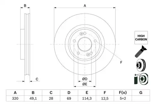 спирачен диск BOSCH 0 986 479 F35