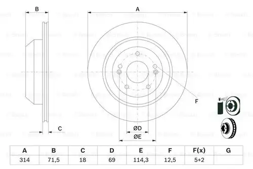 спирачен диск BOSCH 0 986 479 F43