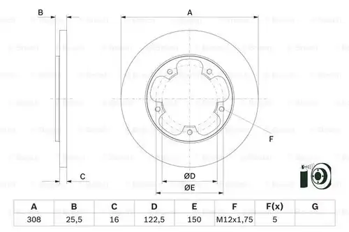 спирачен диск BOSCH 0 986 479 F44