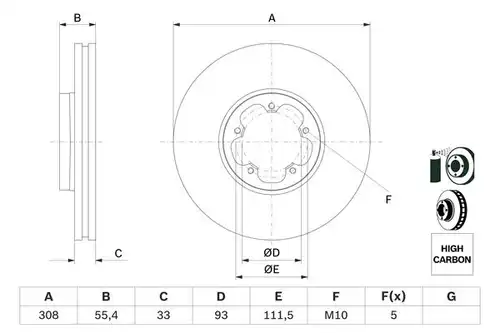 спирачен диск BOSCH 0 986 479 F46