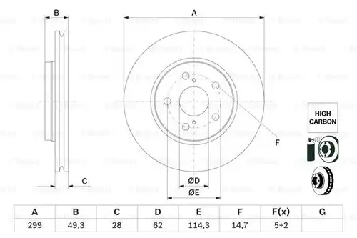 спирачен диск BOSCH 0 986 479 F49