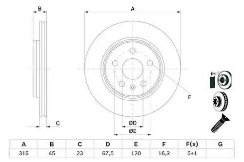 спирачен диск BOSCH 0 986 479 F53