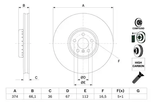 спирачен диск BOSCH 0 986 479 F54