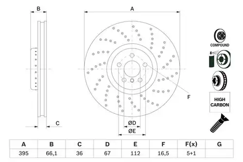 спирачен диск BOSCH 0 986 479 F55