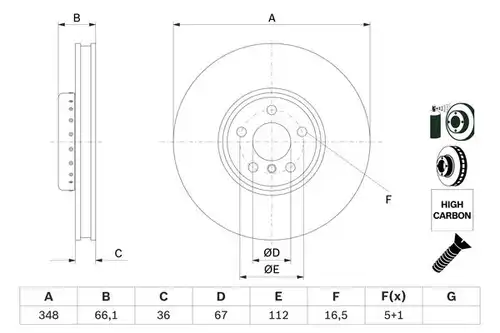 спирачен диск BOSCH 0 986 479 F59