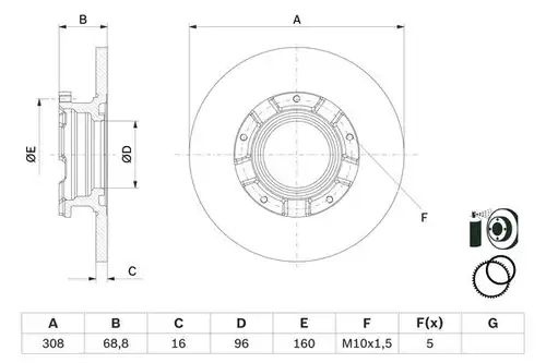 спирачен диск BOSCH 0 986 479 F62