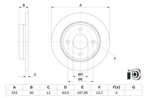 спирачен диск BOSCH 0 986 479 F63